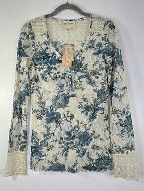 NWT DISCONTINUED DENIM & SUPPLY RALPH LAUREN LACE FLORAL HENLEY TOP.